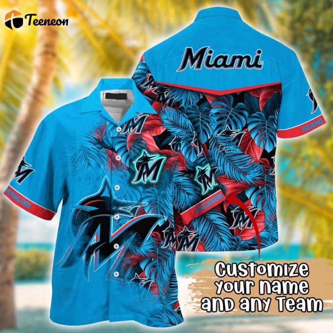 Customized Mlb Miami Marlins Hawaiian Shirt Radiant Rhythms For Fans 1