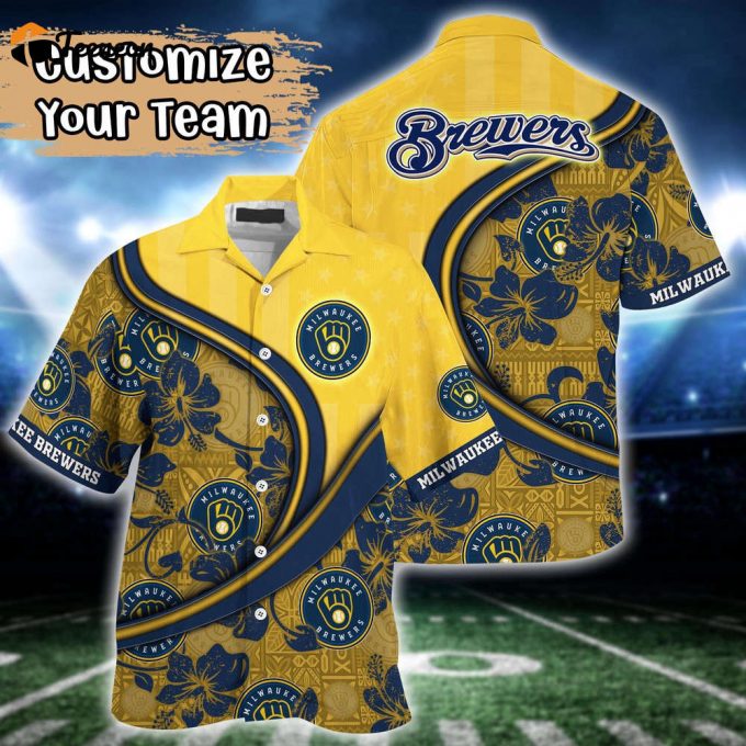 Customized Mlb Milwaukee Brewers Hawaiian Shirt Harmony Hues For Fans 1