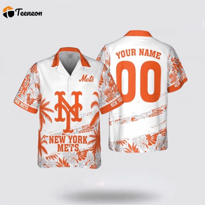 Customized Mlb New York Mets Hawaiian Shirt Flower Pattern Summer For Fan Mlb 1