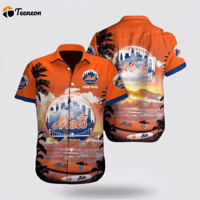 Customized Mlb New York Mets Hawaiian Shirt Surfing In Style For Fan Mlb 1