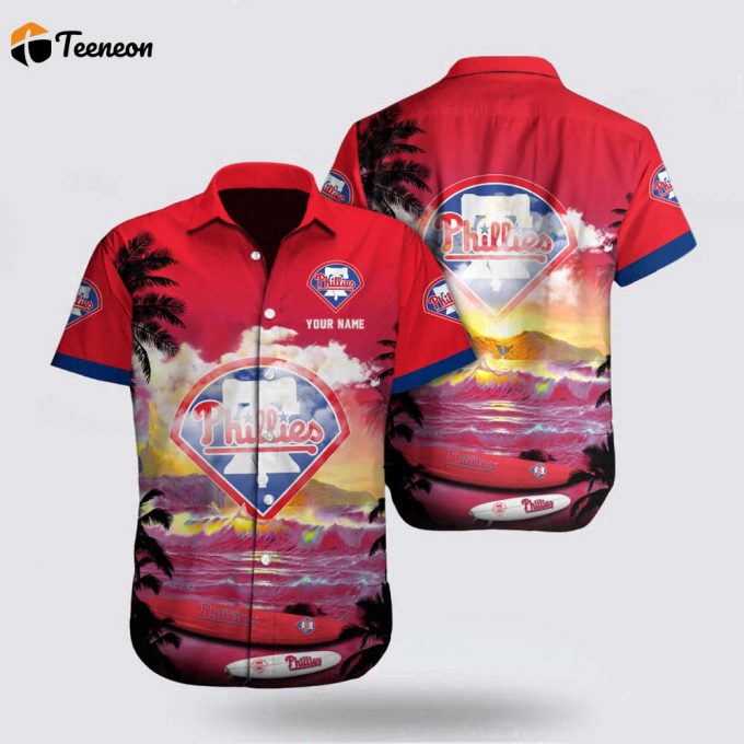 Customized Mlb Philadelphia Phillies Hawaiian Shirt Surfing In Style For Fan Mlb 1