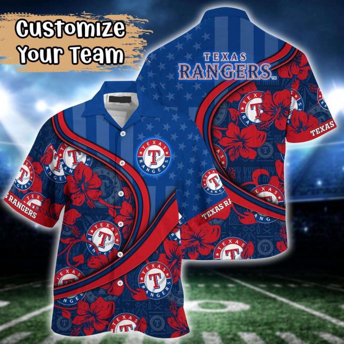 Customized Mlb Texas Rangers Hawaiian Shirt Harmony Hues For Fans 2