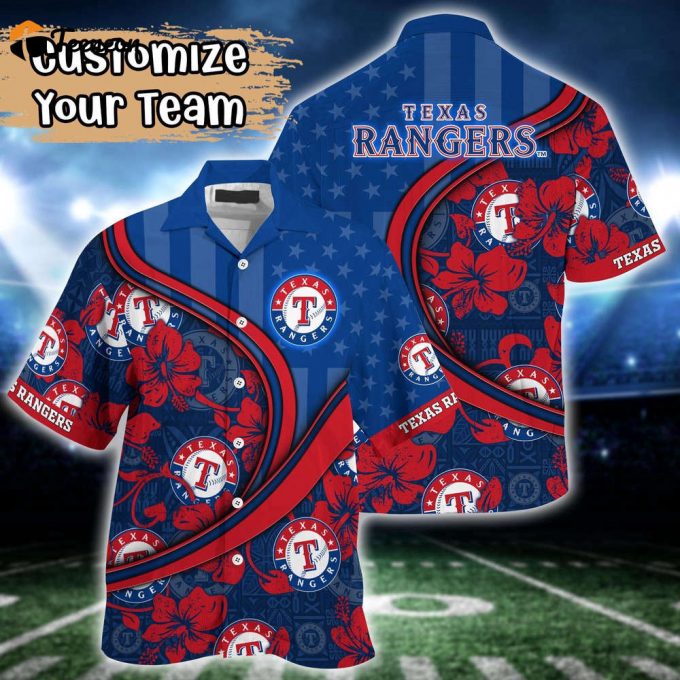 Customized Mlb Texas Rangers Hawaiian Shirt Harmony Hues For Fans 1