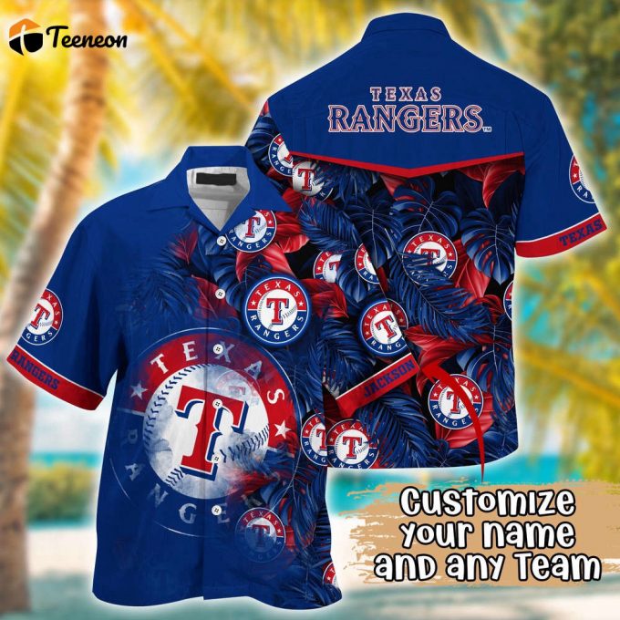 Customized Mlb Texas Rangers Hawaiian Shirt Radiant Rhythms For Fans 1