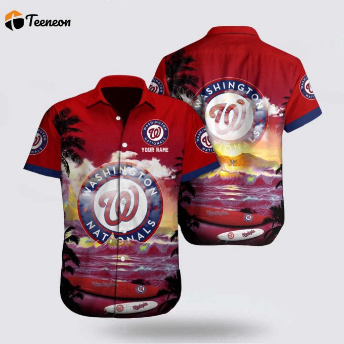 Customized Mlb Washington Nationals Hawaiian Shirt On Beach Pattern For Fan Mlb 1