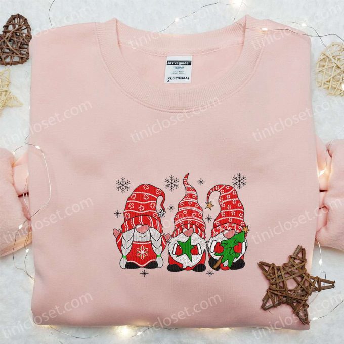 Cute Gnomes Christmas Embroidered Sweatshirt - B Gift For Men Women Gift Idea For F Gift For Men Women Season 3