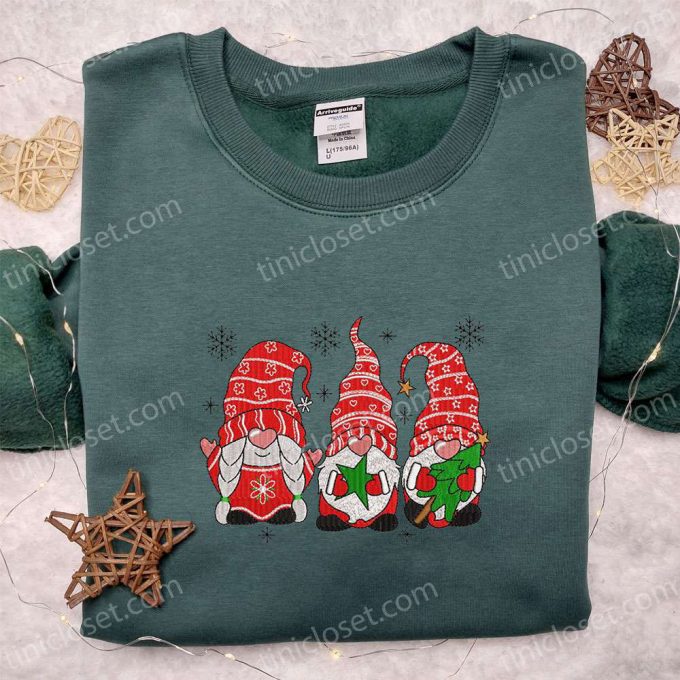 Cute Gnomes Christmas Embroidered Sweatshirt - B Gift For Men Women Gift Idea For F Gift For Men Women Season 4