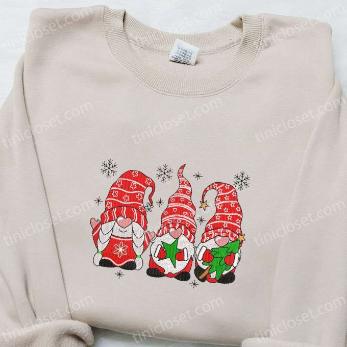 Cute Gnomes Christmas Embroidered Sweatshirt - B Gift For Men Women Gift Idea For F Gift For Men Women Season 5