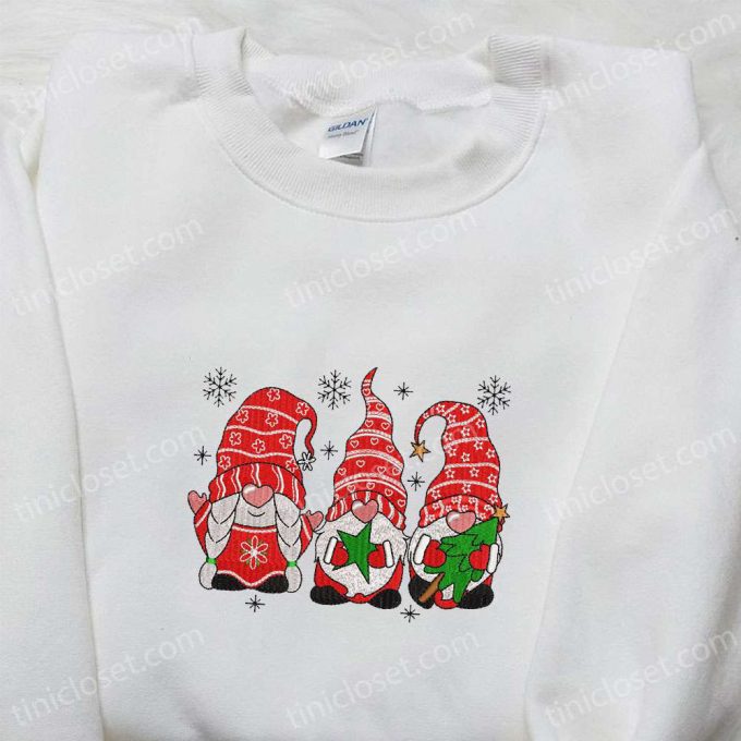 Cute Gnomes Christmas Embroidered Sweatshirt - B Gift For Men Women Gift Idea For F Gift For Men Women Season 6