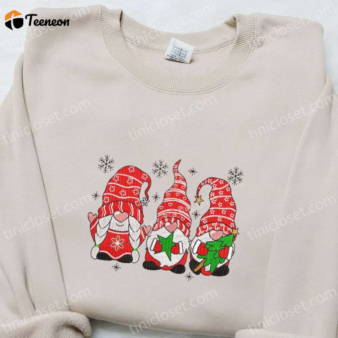 Cute Gnomes Christmas Embroidered Sweatshirt - B Gift For Men Women Gift Idea For F Gift For Men Women Season 1