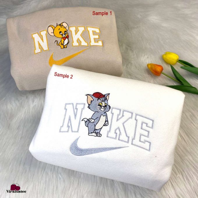 Cute Tom And Jerry Nike Embroidered Sweatshirts: Unique Nike Embroidery For Stylish Matching Outfits 2