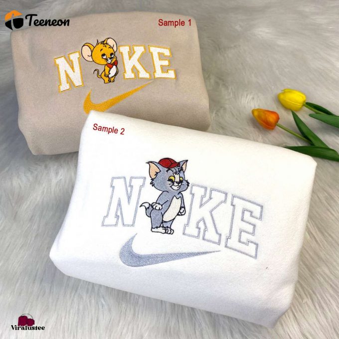 Cute Tom And Jerry Nike Embroidered Sweatshirts: Unique Nike Embroidery For Stylish Matching Outfits 1