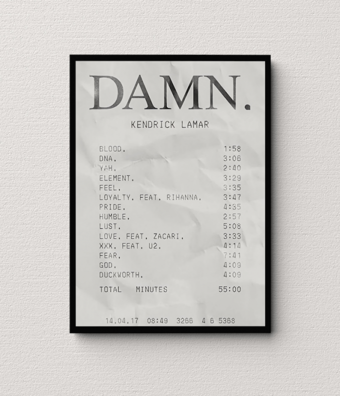 Damn Collection Songs Kendrick Lamar Poster - Gift For Home Decor - Gift For Home Decor 4