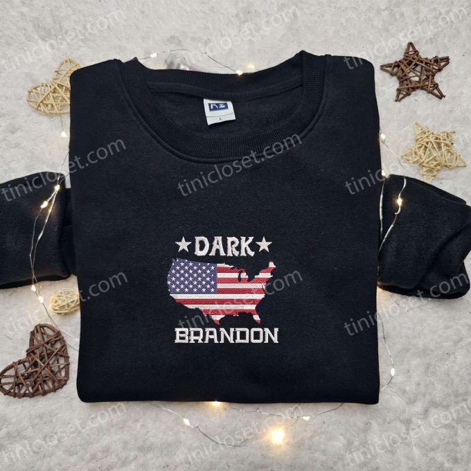 Stylish Dark Brandon &Amp; Joe Biden Embroidered Crewneck T-Shirt, Sweatshirt For Men Women Shirts Hot Political Topics T-Shirt 3