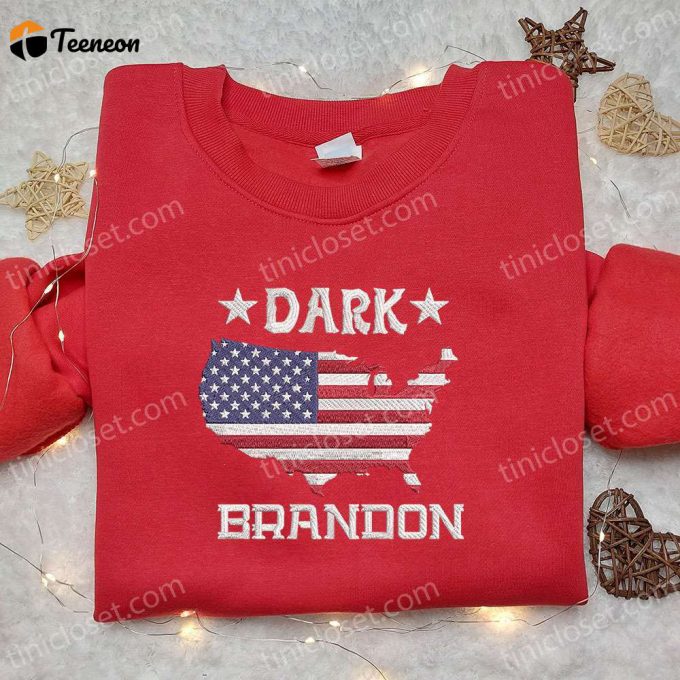 Stylish Dark Brandon &Amp;Amp; Joe Biden Embroidered Crewneck T-Shirt, Sweatshirt For Men Women Shirts Hot Political Topics T-Shirt 1