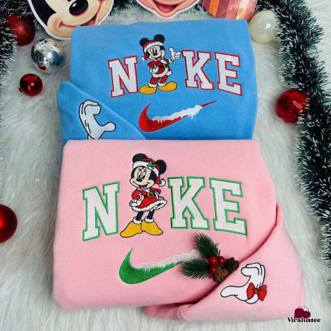 Disney Couples Mickey And Minnie Mouse Christmas Nike Embroidered Sweatshirt: Perfect Matching Christmas Gifts 2