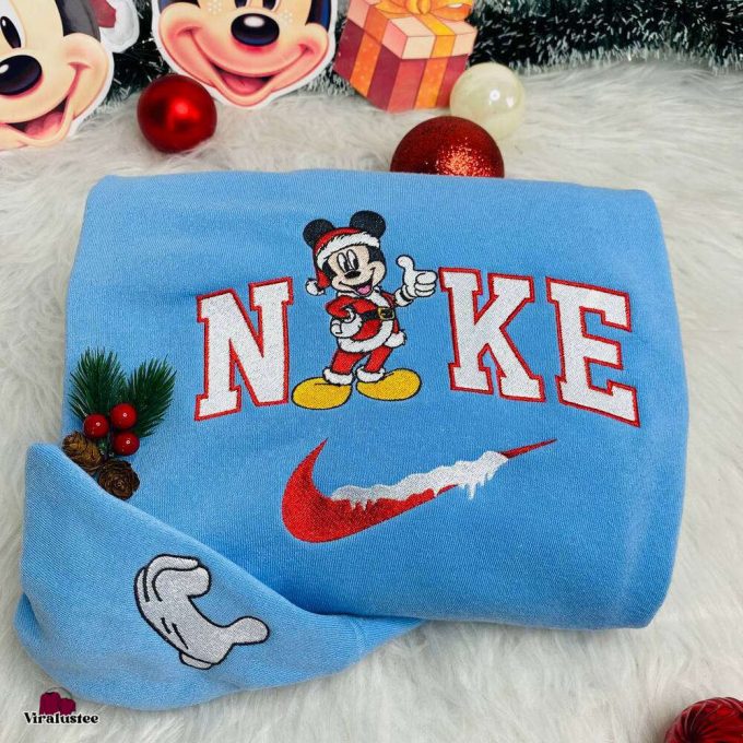 Disney Couples Mickey And Minnie Mouse Christmas Nike Embroidered Sweatshirt: Perfect Matching Christmas Gifts 3