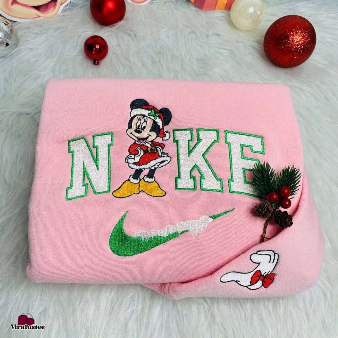 Disney Couples Mickey And Minnie Mouse Christmas Nike Embroidered Sweatshirt: Perfect Matching Christmas Gifts 5