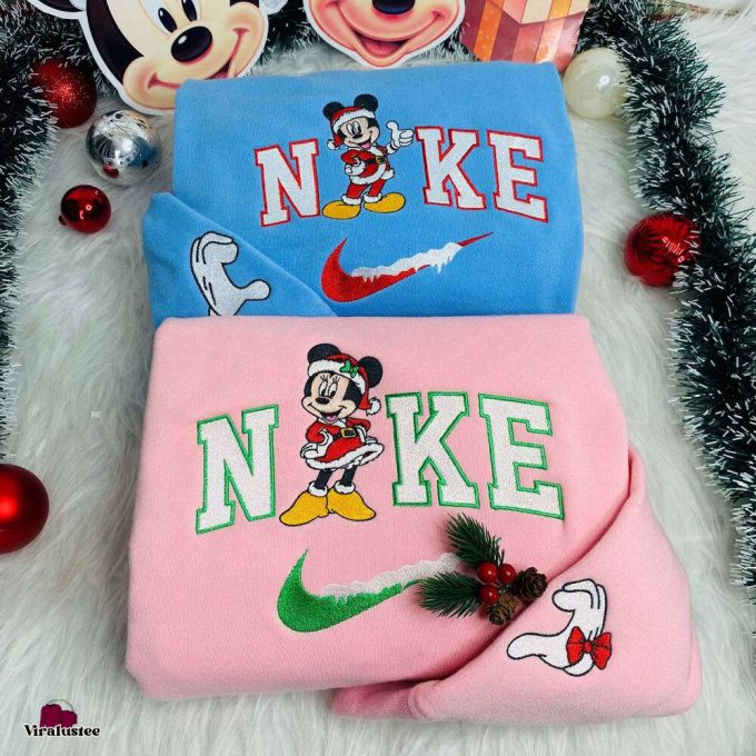 Disney Couples Mickey And Minnie Mouse Christmas Nike Embroidered Sweatshirt: Perfect Matching Christmas Gifts 6