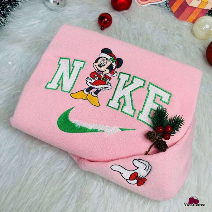 Disney Couples Mickey And Minnie Mouse Christmas Nike Embroidered Sweatshirt: Perfect Matching Christmas Gifts 7