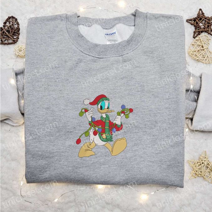 Disney Christmas Embroidered Shirt Hoodie &Amp; Sweatshirt - Donald Duck With Lights F Gift For Men Women Disney Characters Clothing 3