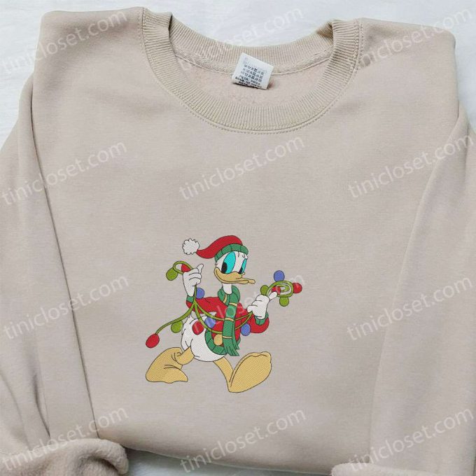 Disney Christmas Embroidered Shirt Hoodie &Amp; Sweatshirt - Donald Duck With Lights F Gift For Men Women Disney Characters Clothing 5