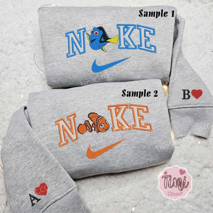 Dory &Amp; Nemo X Nike Embroidered Couple Shirt Disney Finding Nemo Shirt Nike Inspired Hoodie 2