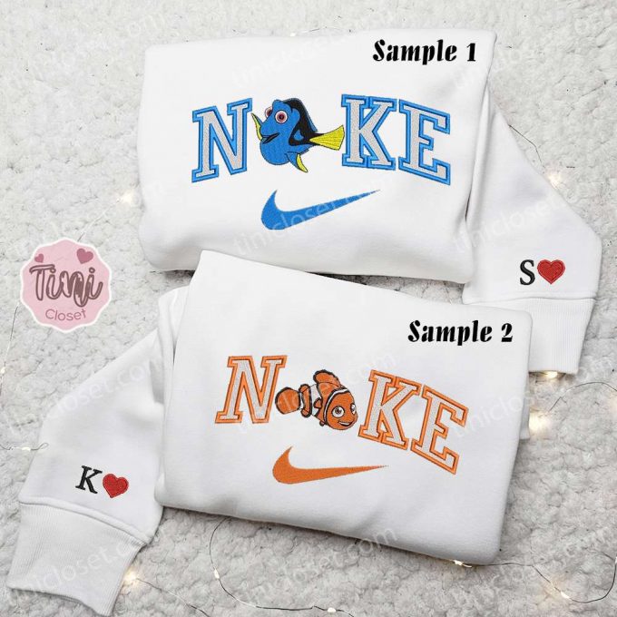 Dory &Amp; Nemo X Nike Embroidered Couple Shirt Disney Finding Nemo Shirt Nike Inspired Hoodie 3