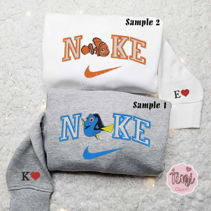 Dory &Amp; Nemo X Nike Embroidered Couple Shirt Disney Finding Nemo Shirt Nike Inspired Hoodie 5