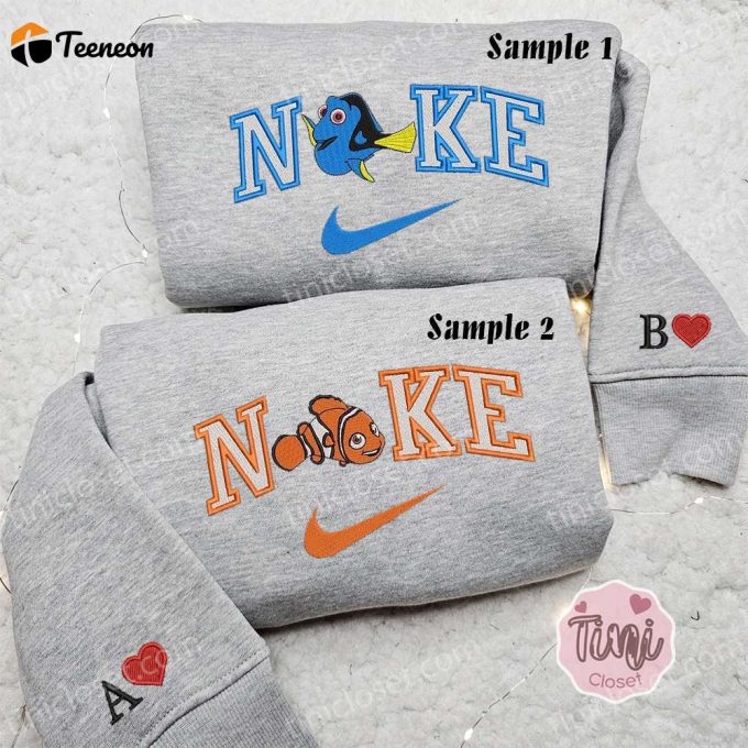 Dory &Amp;Amp; Nemo X Nike Embroidered Couple Shirt Disney Finding Nemo Shirt Nike Inspired Hoodie 1