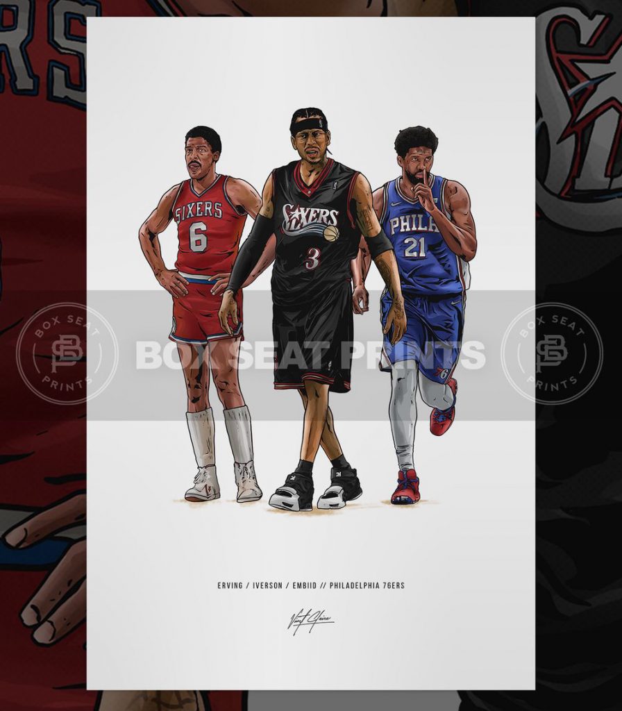 Dr J Allen Iverson Joel Embiid Basketball Art Poster For Home Decor Gift 13