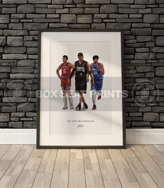 Dr J Allen Iverson Joel Embiid Basketball Art Poster For Home Decor Gift 3