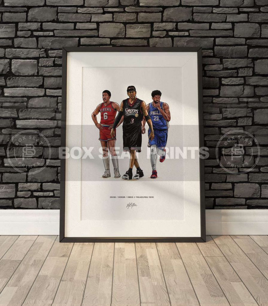 Dr J Allen Iverson Joel Embiid Basketball Art Poster For Home Decor Gift 15