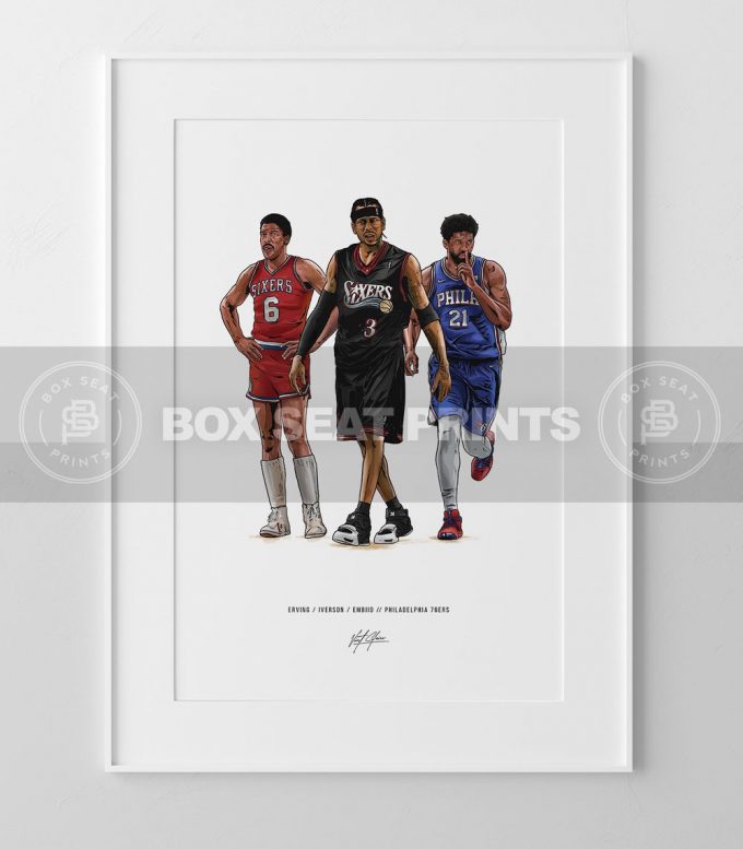 Dr J Allen Iverson Joel Embiid Basketball Art Poster For Home Decor Gift 4