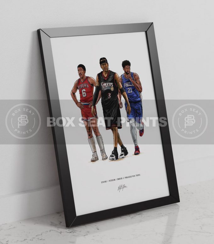 Dr J Allen Iverson Joel Embiid Basketball Art Poster For Home Decor Gift 5