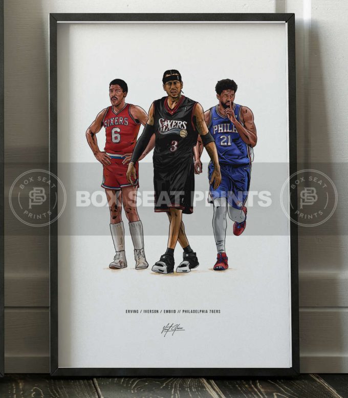 Dr J Allen Iverson Joel Embiid Basketball Art Poster For Home Decor Gift 6