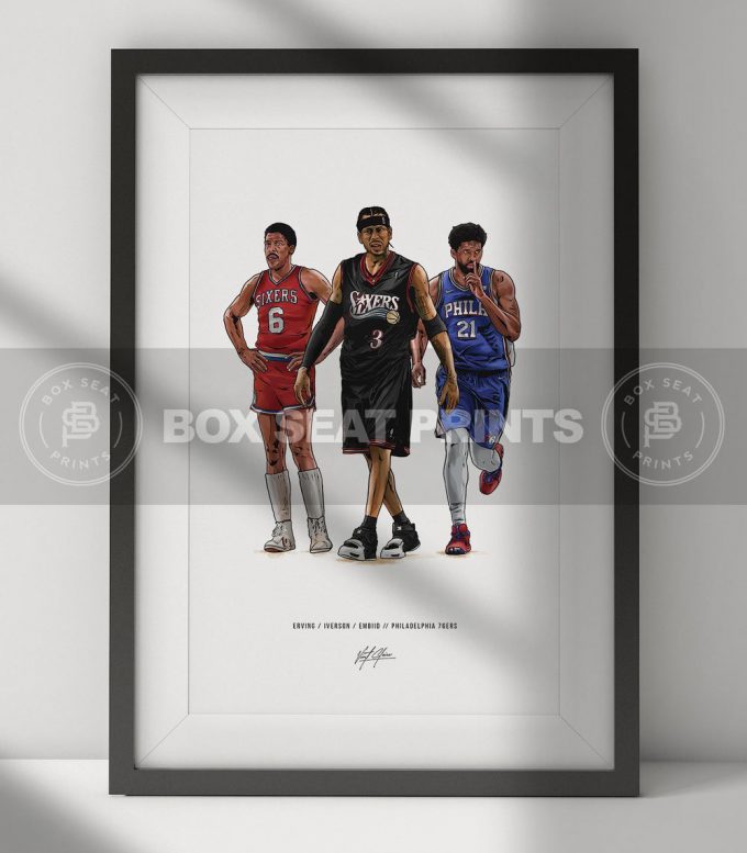 Dr J Allen Iverson Joel Embiid Basketball Art Poster For Home Decor Gift 9