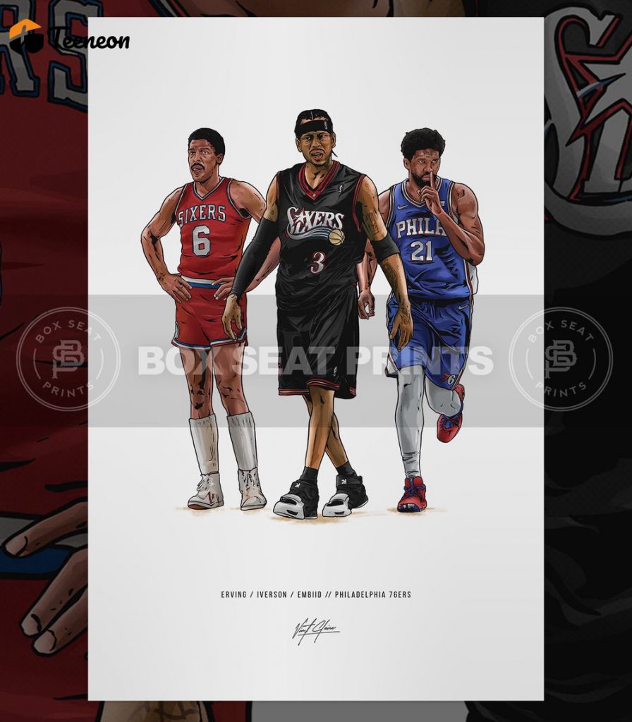 Dr J Allen Iverson Joel Embiid Basketball Art Poster For Home Decor Gift 11