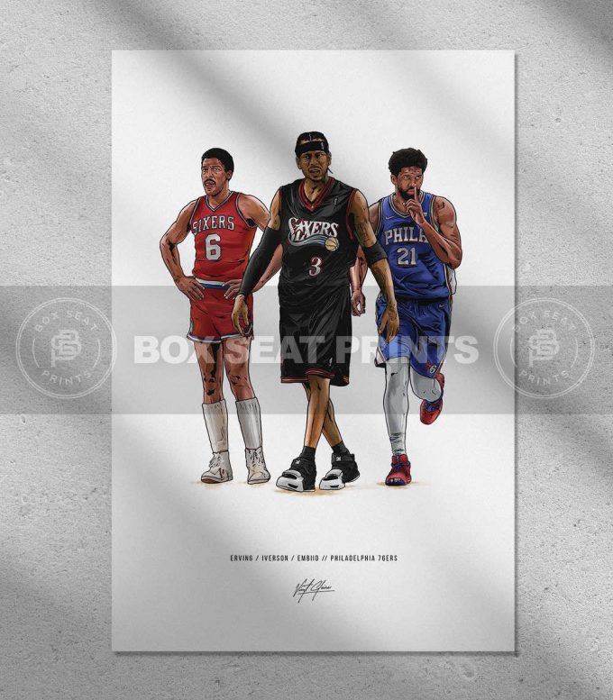 Dr J Allen Iverson Joel Embiid Basketball Art Poster For Home Decor Gift 10