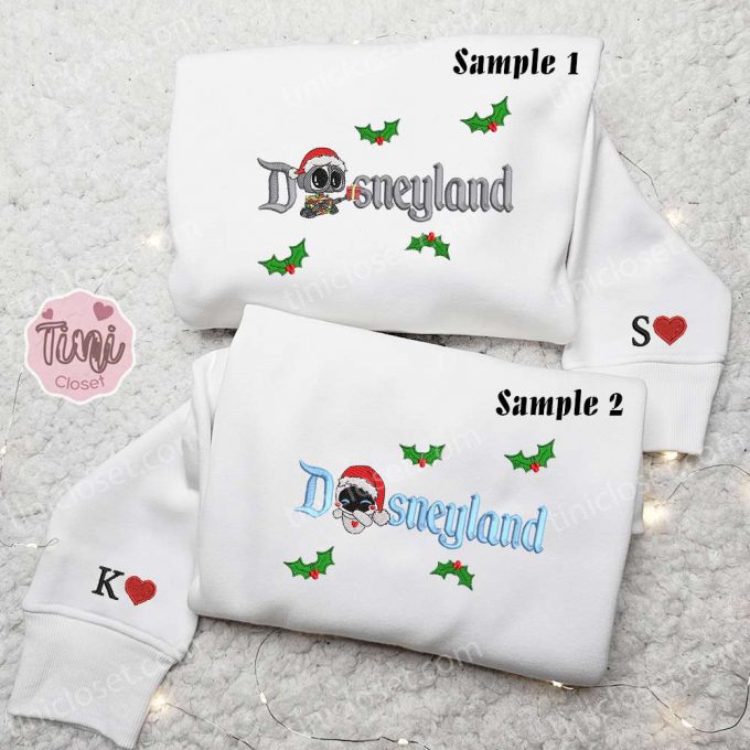 Disneyland Christmas Embroidered Couple Shirt - Eve Wall-E &Amp; Disney Characters Christmas Hoodie 4