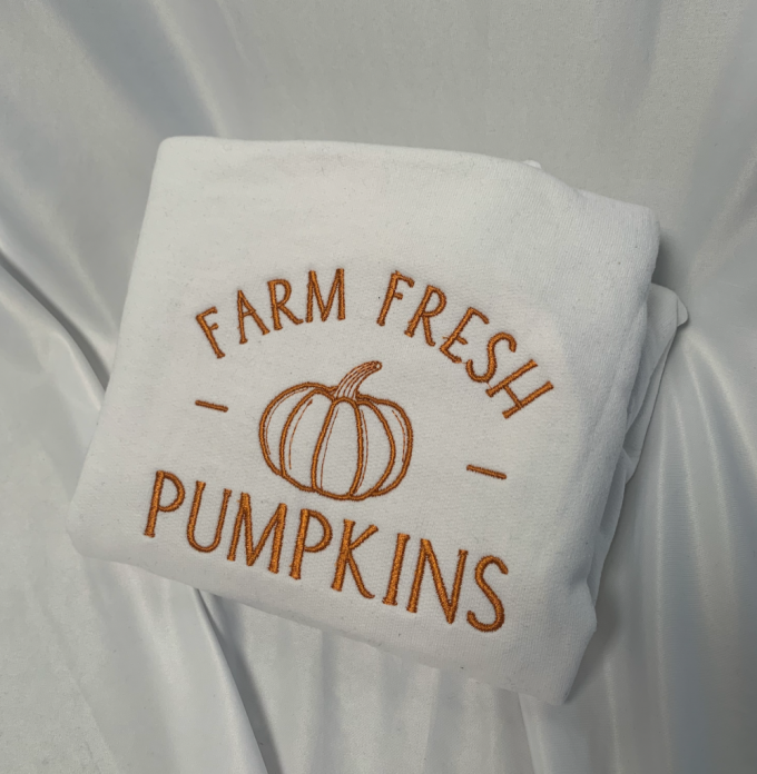 Get Cozy With Farm Fresh Pumpkins: Embroidered Crewneck T-Shirt &Amp; Sweatshirt For Men &Amp; Women 2