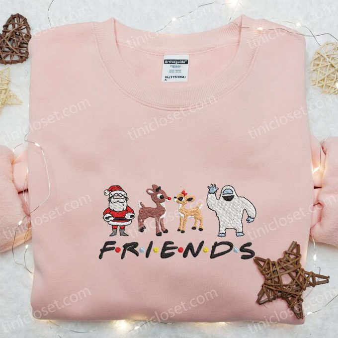 F Gift For Men Women Friends Merry Christmas Rudolph Red Nose Sweatshirt: B Gift For Men Women Cartoon Embroidered Shirt - Perfect Christmas Gift Ideas For Friends! 2