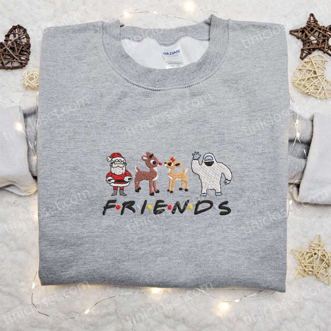 F Gift For Men Women Friends Merry Christmas Rudolph Red Nose Sweatshirt: B Gift For Men Women Cartoon Embroidered Shirt - Perfect Christmas Gift Ideas For Friends! 3