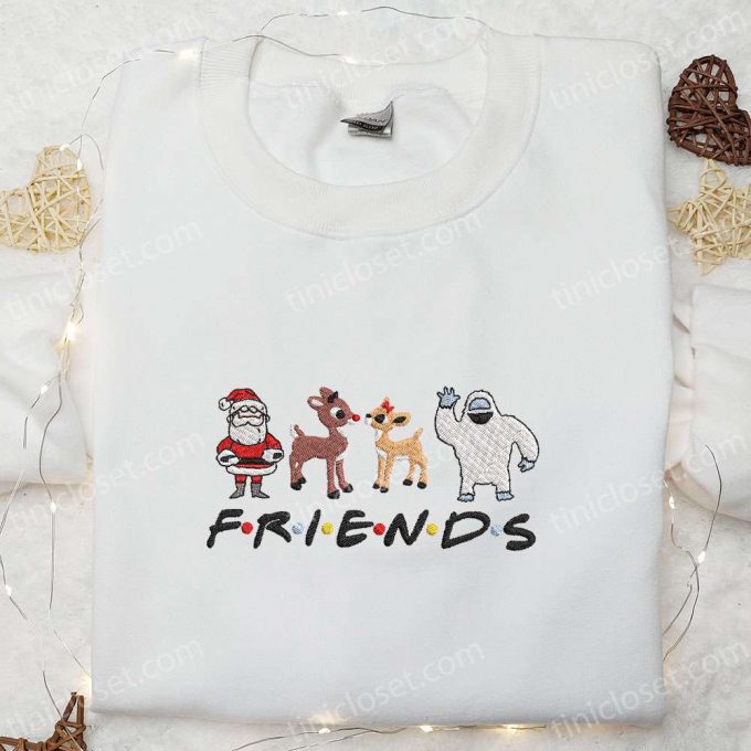 F Gift For Men Women Friends Merry Christmas Rudolph Red Nose Sweatshirt: B Gift For Men Women Cartoon Embroidered Shirt - Perfect Christmas Gift Ideas For Friends! 4