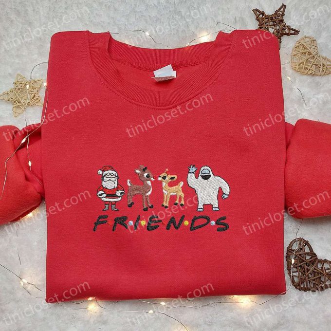 F Gift For Men Women Friends Merry Christmas Rudolph Red Nose Sweatshirt: B Gift For Men Women Cartoon Embroidered Shirt - Perfect Christmas Gift Ideas For Friends! 5