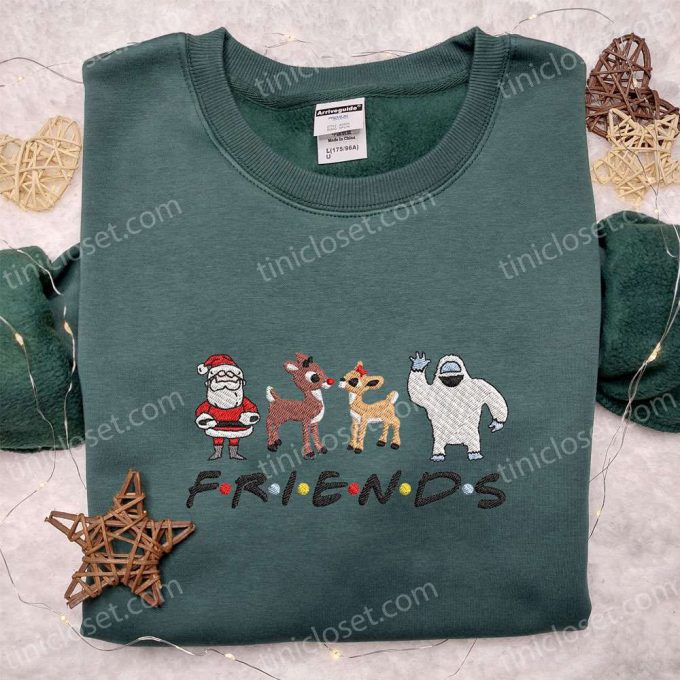 F Gift For Men Women Friends Merry Christmas Rudolph Red Nose Sweatshirt: B Gift For Men Women Cartoon Embroidered Shirt - Perfect Christmas Gift Ideas For Friends! 6