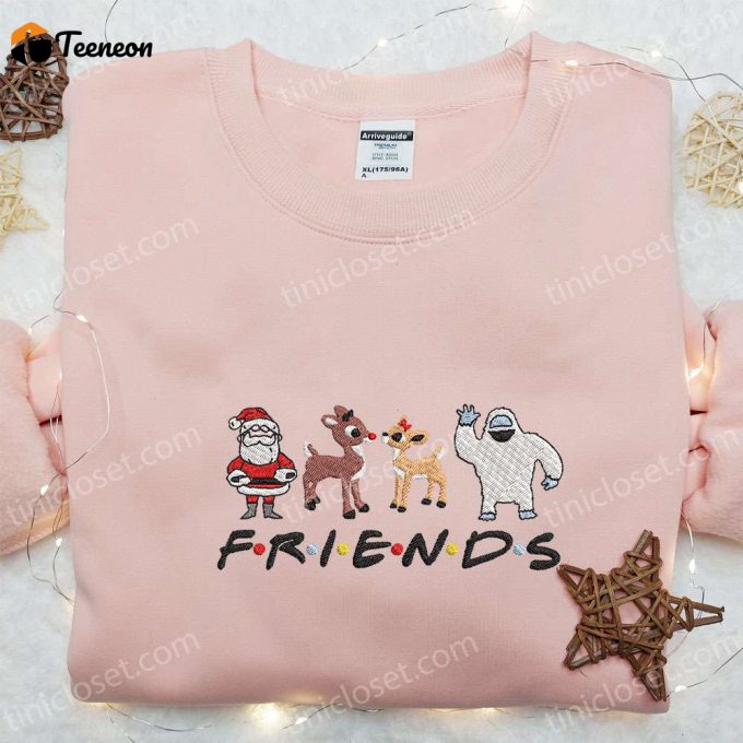 F Gift For Men Women Friends Merry Christmas Rudolph Red Nose Sweatshirt: B Gift For Men Women Cartoon Embroidered Shirt - Perfect Christmas Gift Ideas For Friends! 1