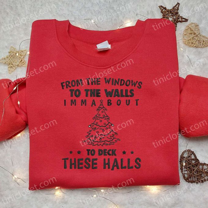 Christmas Embroidered T-Shirt: From Windows To Walls B Gift For Men Women Gift Idea 6