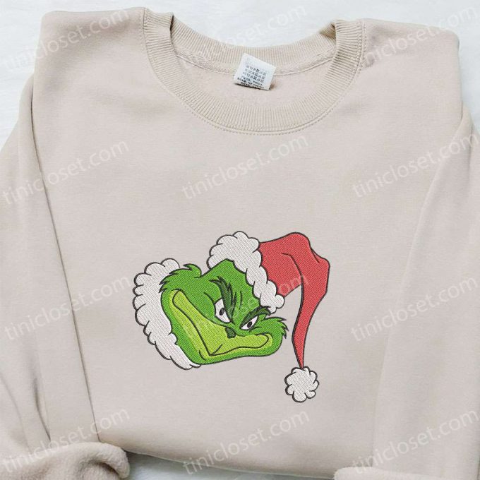 Get F Gift For Men Women With A Funny Grinch Santa Hat Embroidered Shirt - Perfect Movie Christmas Gift! 4