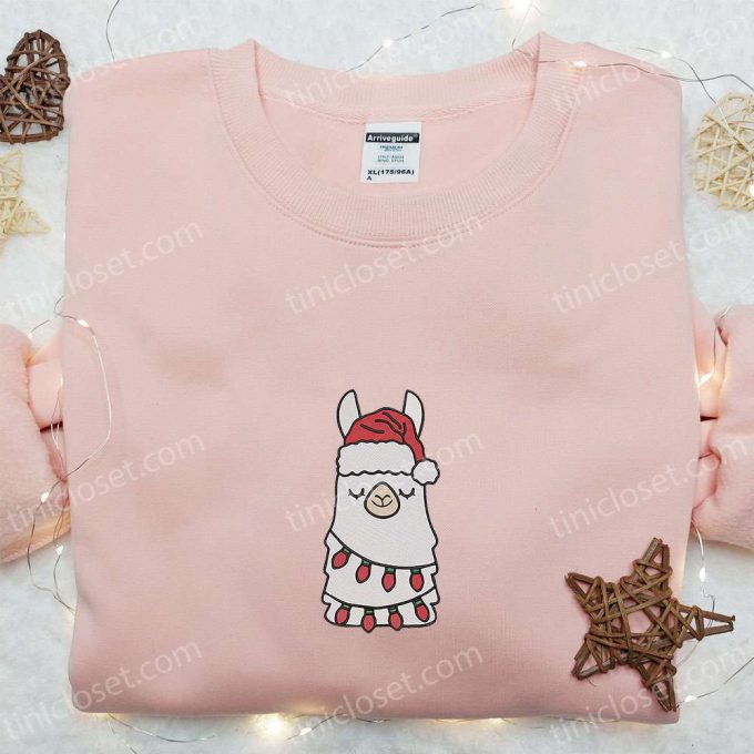 Funny Llama Christmas Embroidered Sweatshirt: Unique Animal Hoodie B Gift For Men Women Gift Idea For Christmas 2